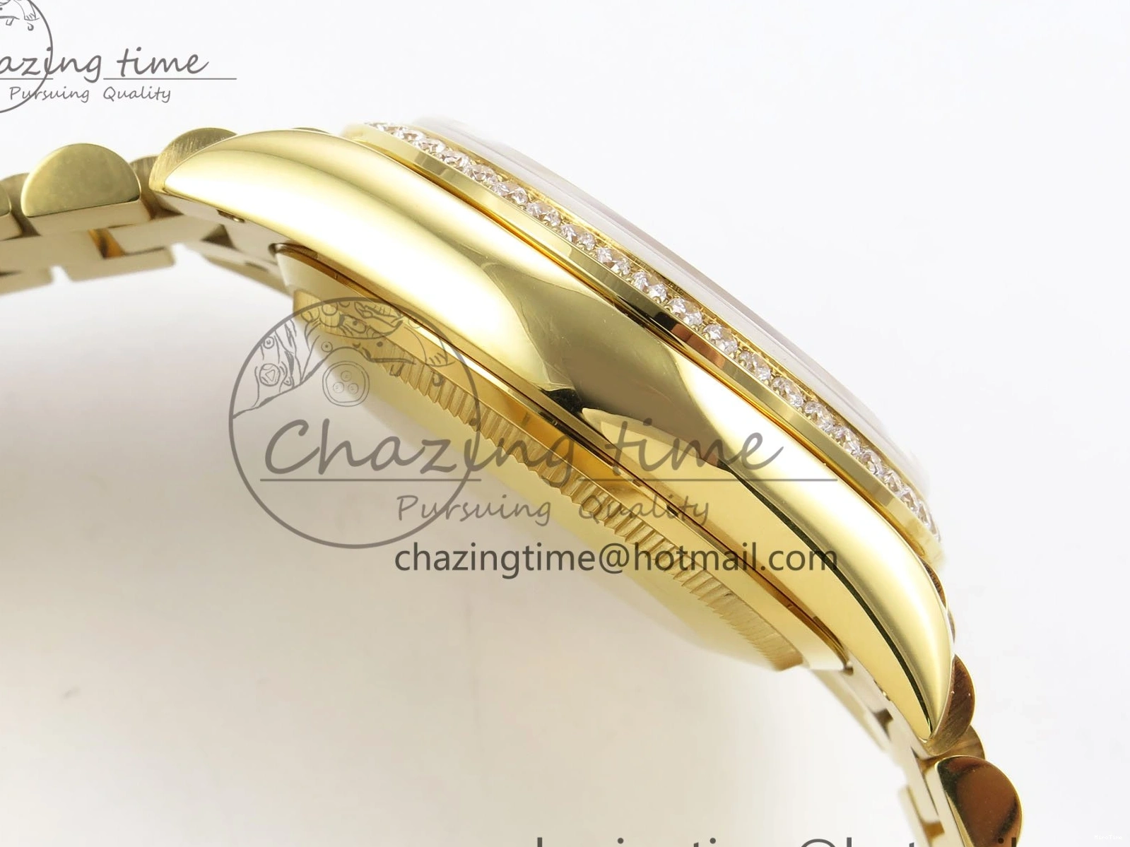 MiroTime 0121 WaterResistant Day Date 36 YG RAF 1:1 Best Edition Brown Oman Dial Diamonds Bezel on YG Bracelet A 1518